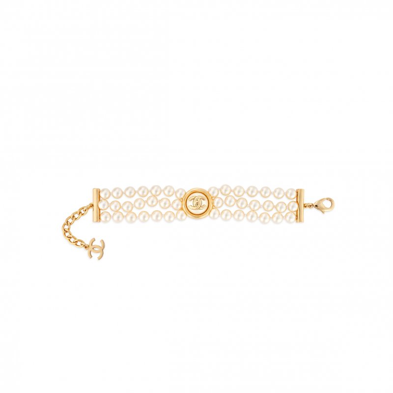 (image for) CHANEL TRIPLE STRAND FAUX PEARL BRACELET
