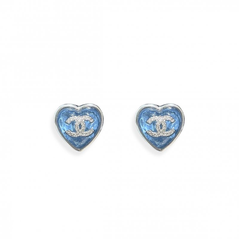 (image for) CHANEL HEART DESIGN EARRINGS BLUE