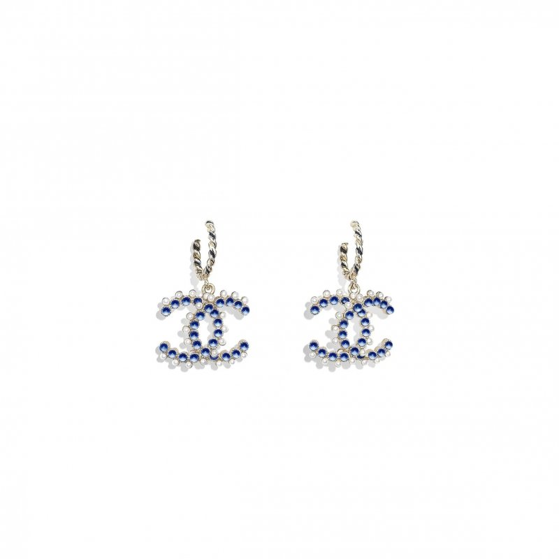 (image for) CHANEL GOLD AND GREEN HOOP EARRINGS