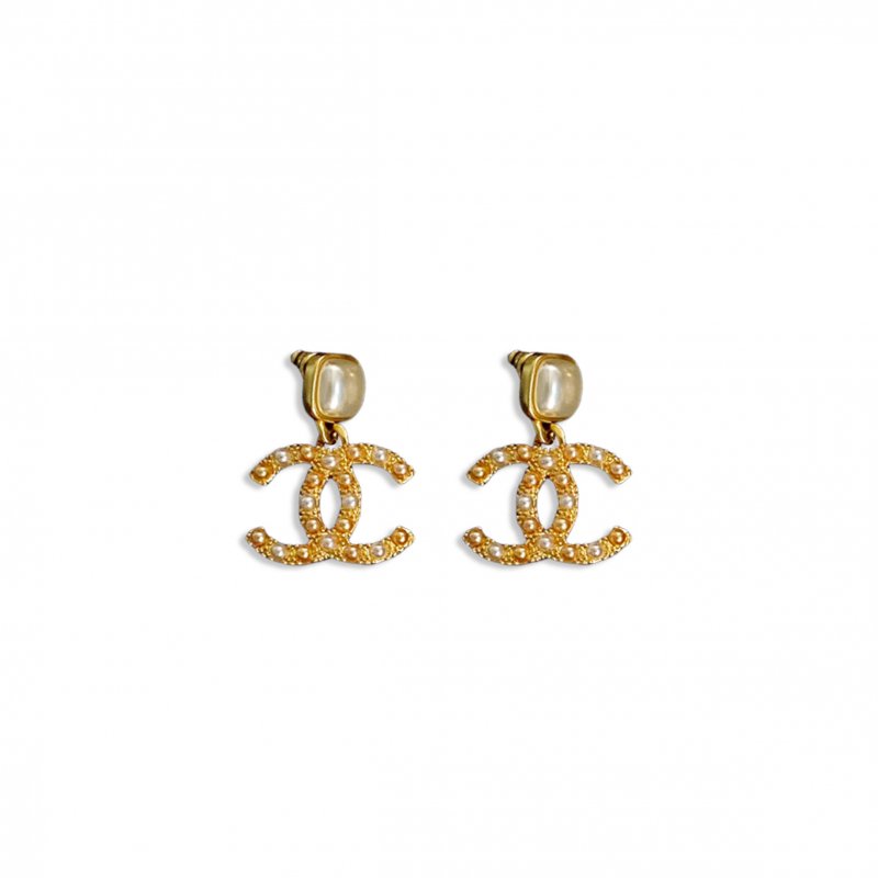 (image for) CHANEL GOLD-TONE CC PEARLS EARRINGS