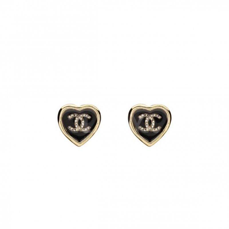 (image for) CHANEL HEART HEART BLACK GOLD EARRINGS ABG311
