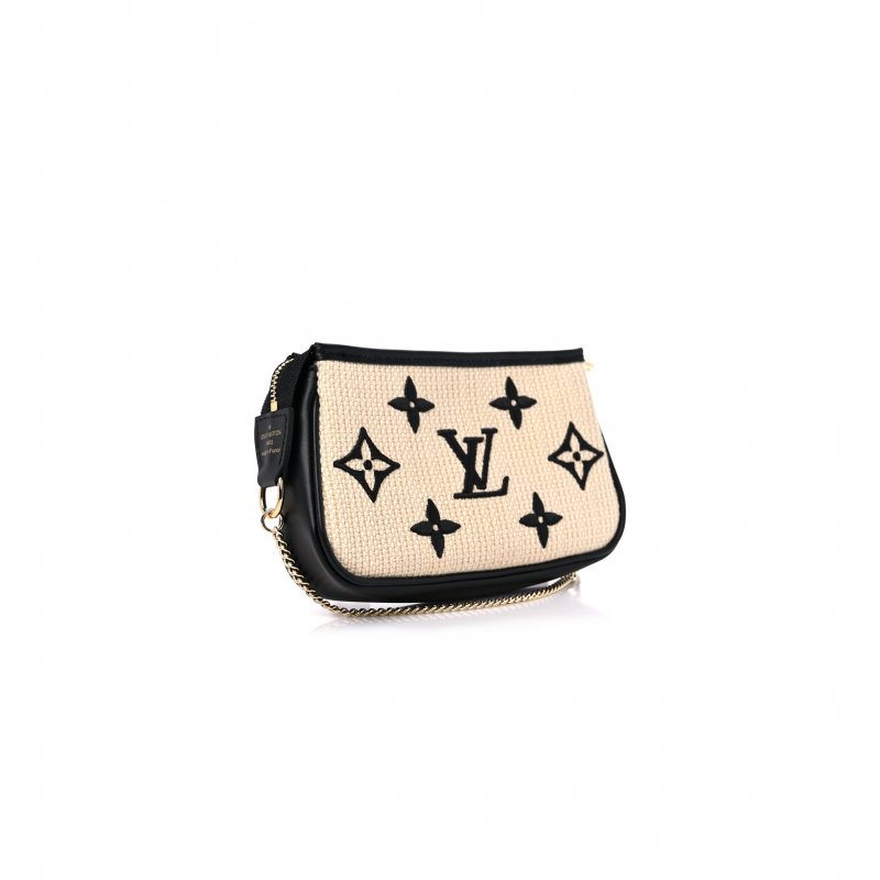 (image for) LOUIS VUITTON MASTER COTTON MONOGRAM GIANT MINI POCHETTE ACCESSORIES BEIGE BLACK M82472 (15.5*10.5*4cm)