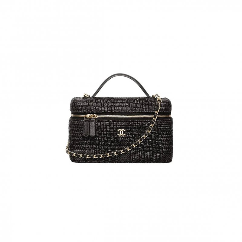 (image for) CHANEL MASTER CLASSIC VANITY WITH CHAIN BRAIDED RAFFIA & GOLD TONE METAL AP4385 (19.5*17*5cm)
