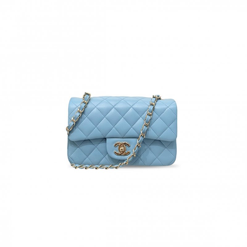 (image for) CHANEL MASTER LAMBSKIN QUILTED CRUSH FLAP LIGHT BLUE AS1116 (20*12*6cm)