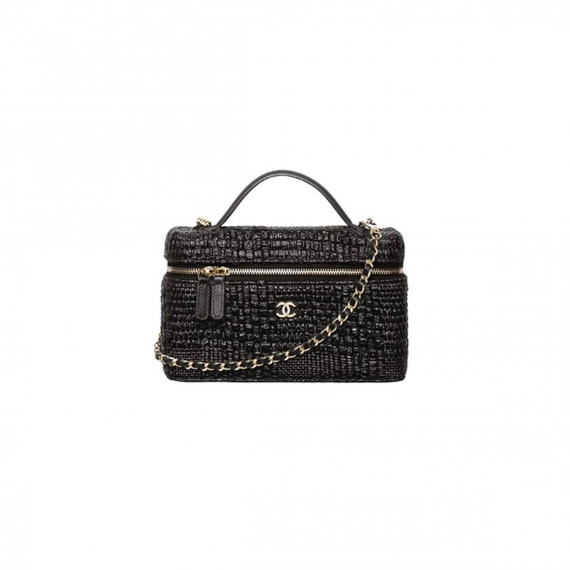 (image for) CHANEL MASTER CLASSIC VANITY WITH CHAIN BRAIDED RAFFIA & GOLD TONE METAL AP4385 (19.5*17*5cm)