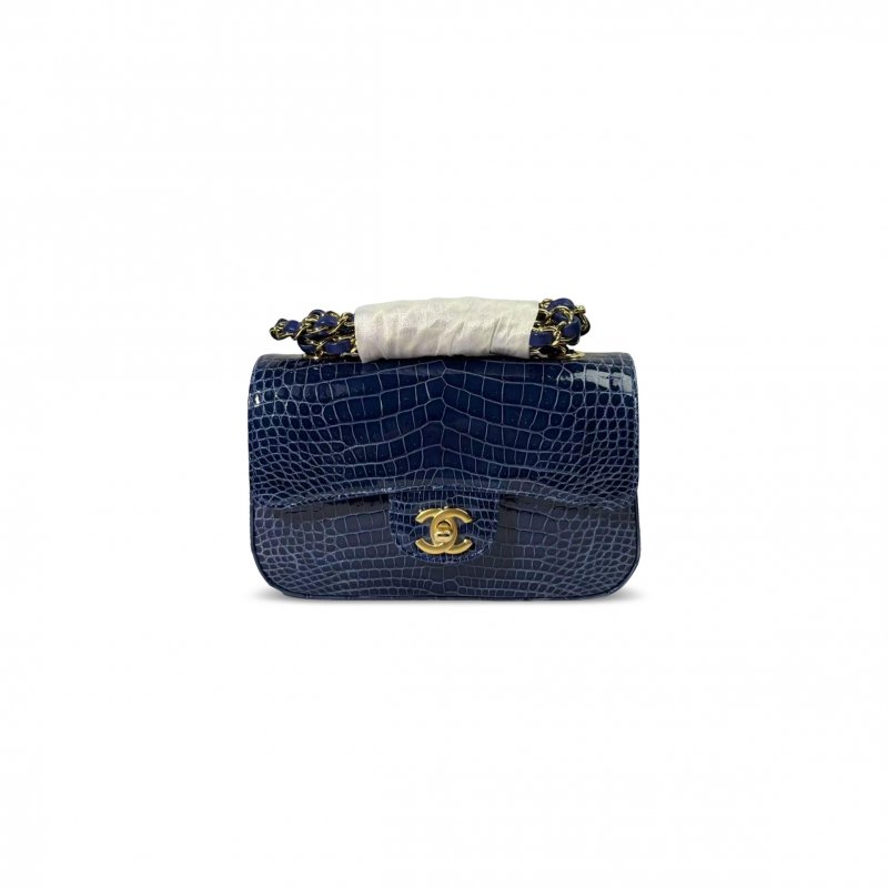 (image for) CHANEL MASTER MINI SHINY BLUE ALLIGATOR CLASSIC FLAP BAG (20*12*6cm)