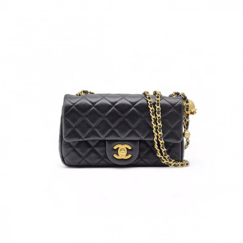 (image for) CHANEL MASTER GOLD BALL CHAIN FLAP BAG LARGE MINI BLACK (20*13*7cm)