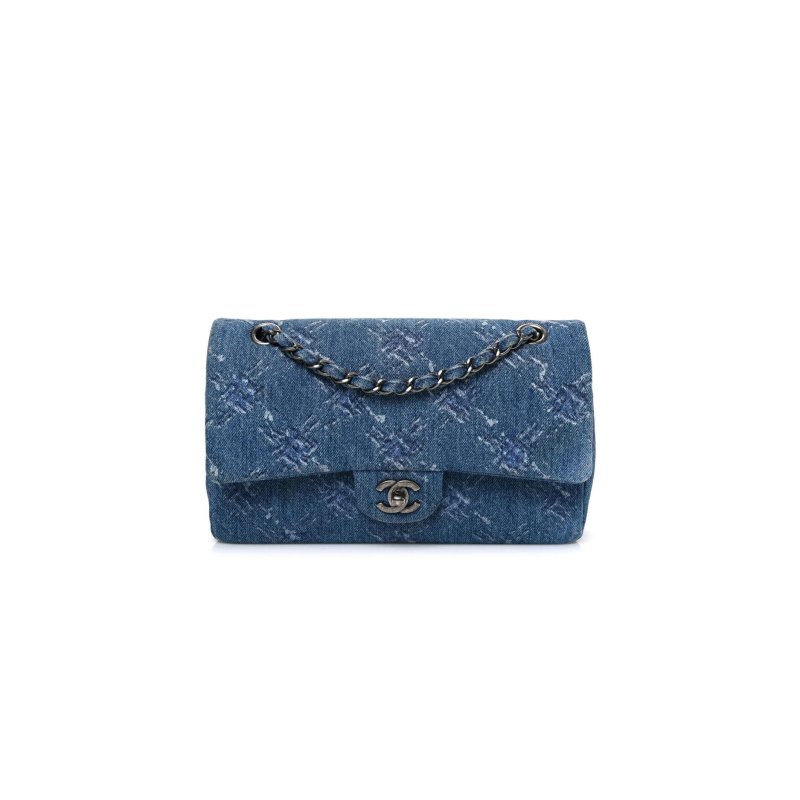 (image for) CHANEL MASTER DENIM BLEACHED CHAIN MEDIUM DOUBLE FLAP BLUE (25.5*15.5*6.5cm)