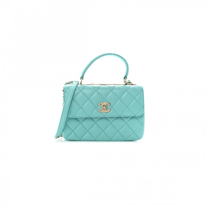 (image for) CHANEL LAMBSKIN QUILTED SMALL TRENDY CC DUAL HANDLE FLAP BAG BLUE (25*17*9cm)