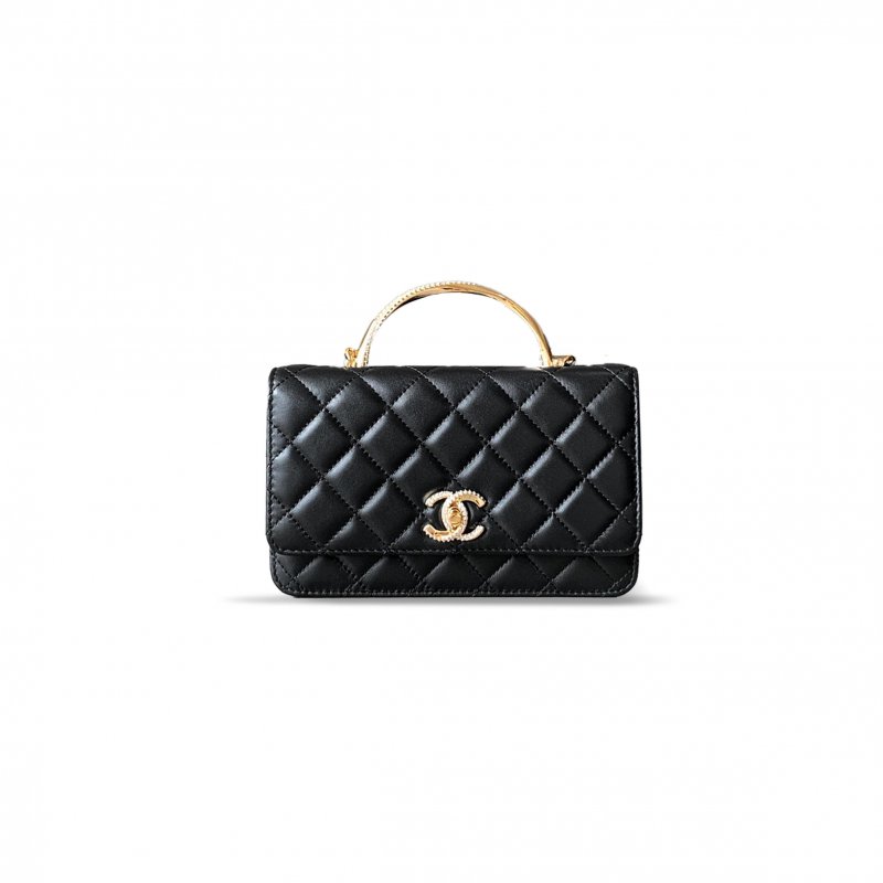 (image for) CHANEL LARGE CLUTCH WITH CHAIN LAMBSKIN, STRASS & GOLD-TONE METAL BLACK 796353 (19.2**12.3*3.5cm)