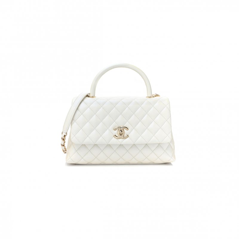 (image for) CHANEL IRIDESCENT CAVIAR QUILTED MEDIUM COCO HANDLE FLAP WHITE (29*18*12cm)