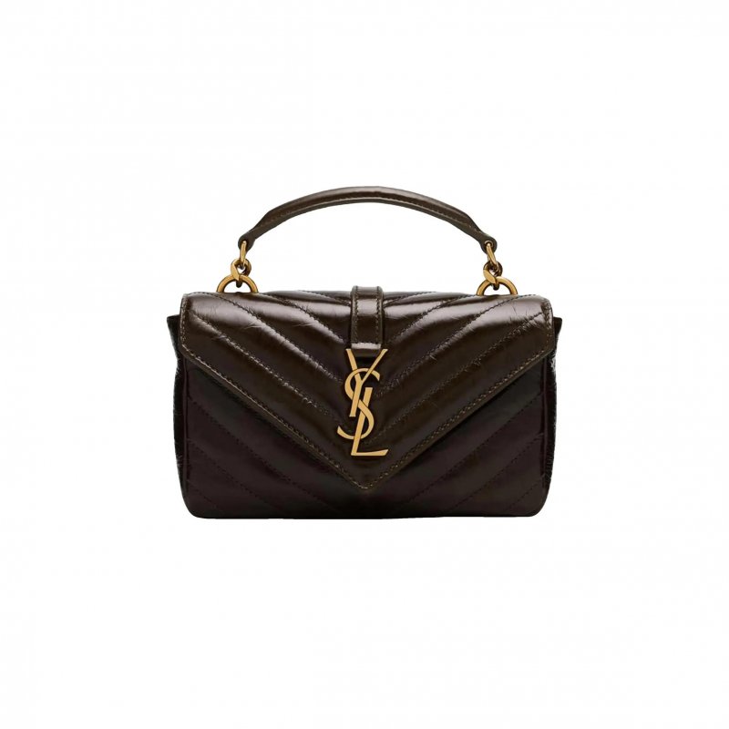 (image for) YSL COLLEGE MINI IN CRINKLED VINTAGE LEATHER DARK GREEN 779430541085 (20*13*3cm)