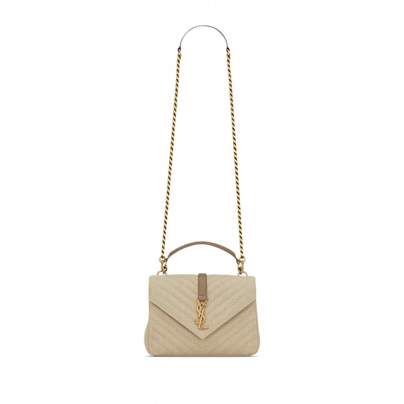 (image for) YSL COLLEGE MEDIUM IN QUILTED LINEN 6002792M5179673 (24*17*6.5cm)