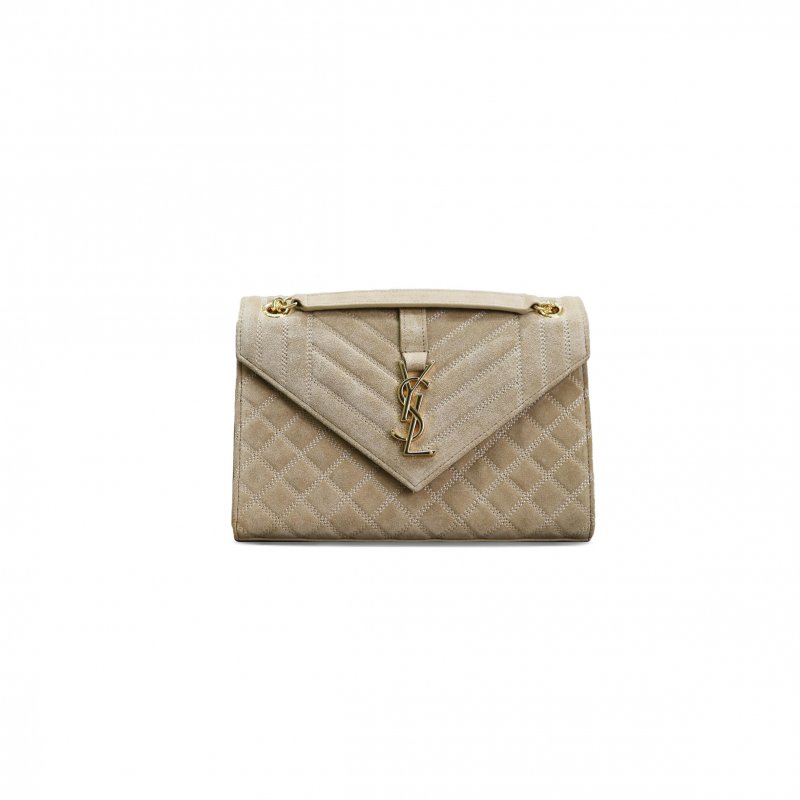 (image for) YSL ENVELOPE MEDIUM CHAIN BAG IN SUEDE SHOULDER BAG 487206322546 (24*17.5*6cm)
