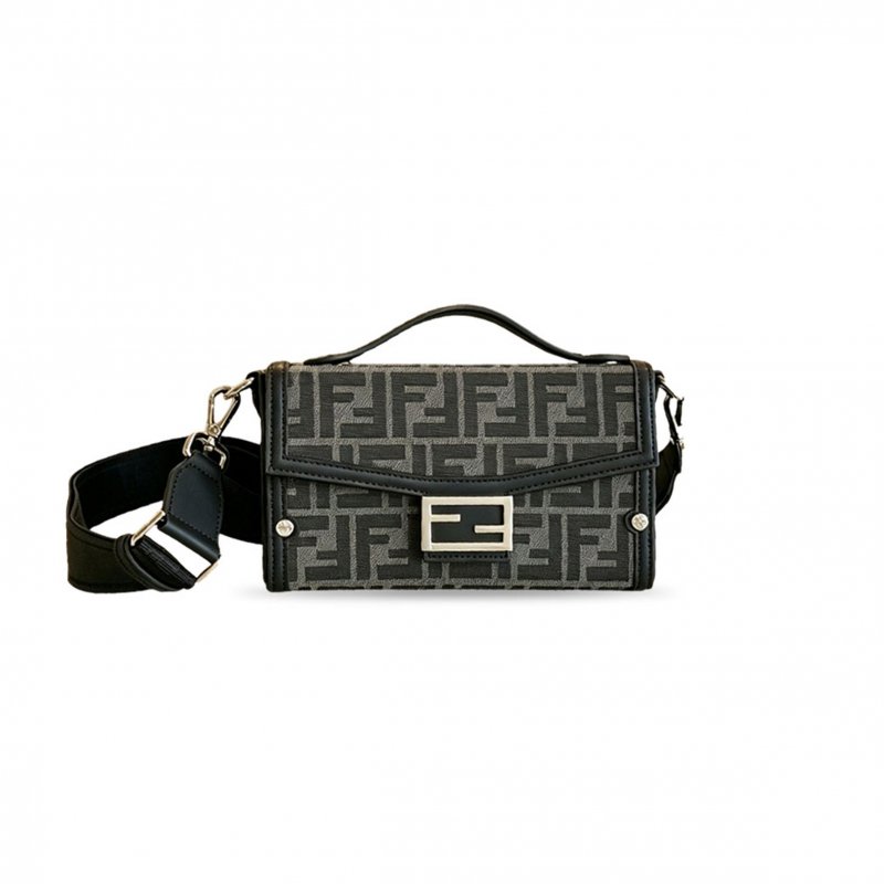 (image for) FENDI RECYCLED FABRIC JACQUARD VITELLO KING FF BAGUETTE SOFT (21.5*13*6.5cm)