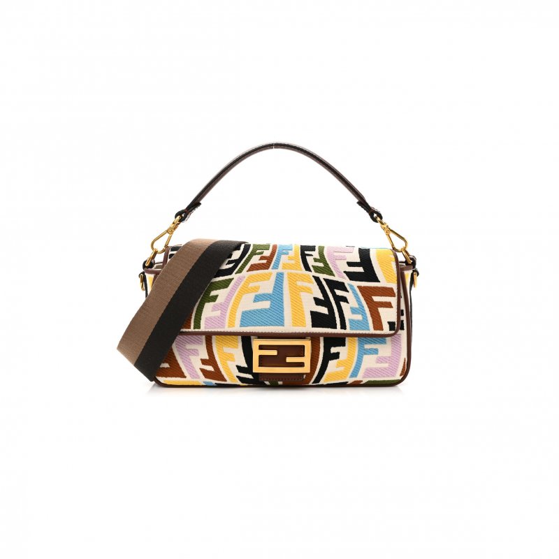 (image for) FENDI X SARA COLEMAN MULTICOLOR FF FISH EYE EMBROIDERED BAGUETTE BAG (28*14*6cm)