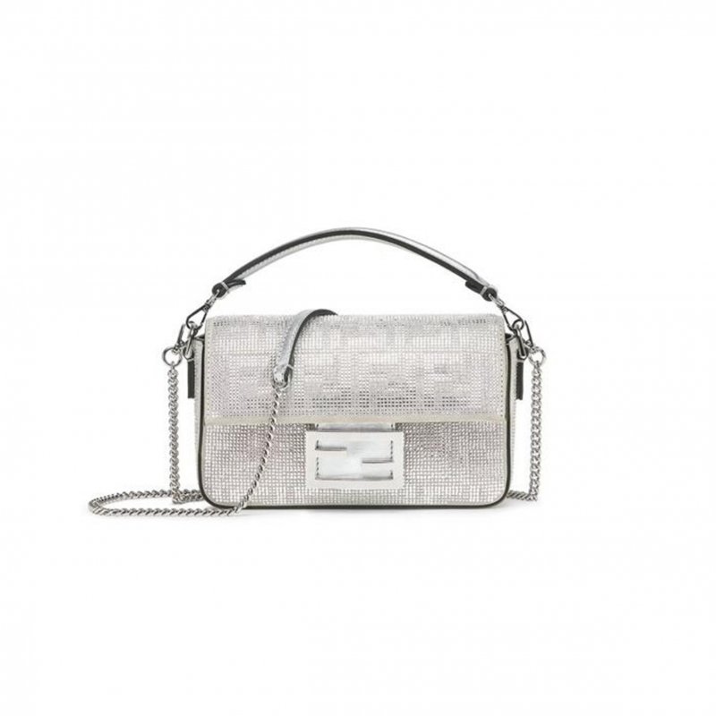(image for) FENDI MINI BAGUETTE CRYSTAL ARGENTO (20*13*5cm)