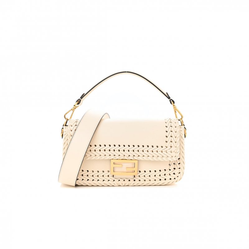 (image for) FENDI VITELLO KING CEYLON WOVEN BAGUETTE WHITE ICE (29*15*7cm)