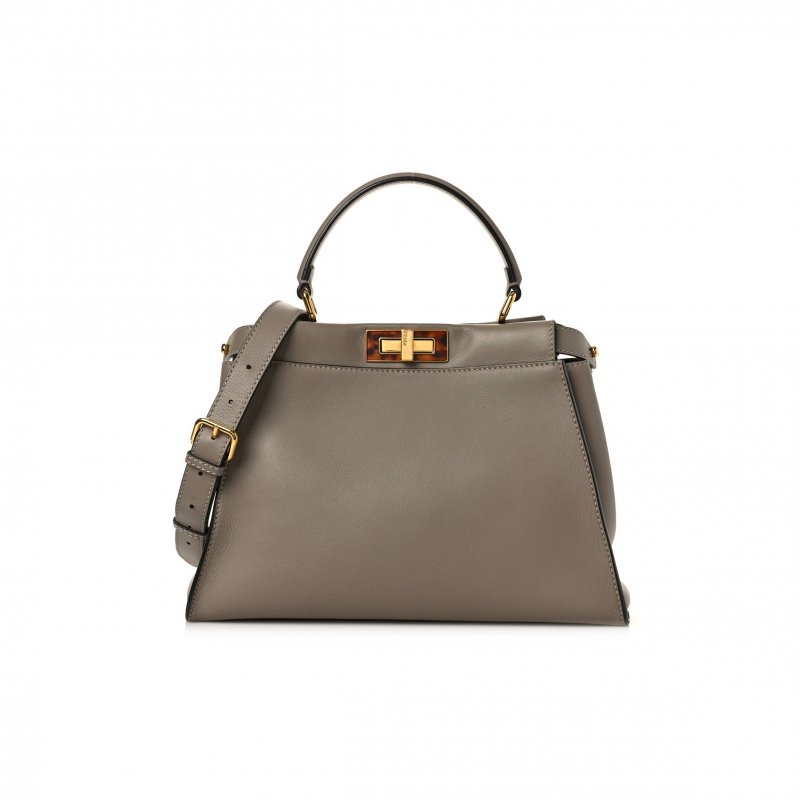 (image for) FENDI VITELLO SETA PLEXIGLASS TORTOISE MEDIUM PEEKABOO ICONIC SATCHEL TORTORA (33*25*13cm)