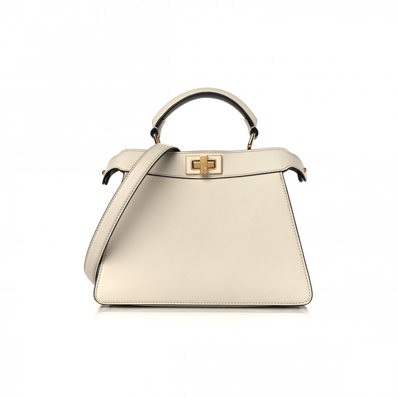 (image for) FENDI VITELLO SETA NAPPA PLEXIGLASS BI-COLOR PEEKABOO I SEE U SATCHEL WHITE ICE SAND (20*15*9cm)