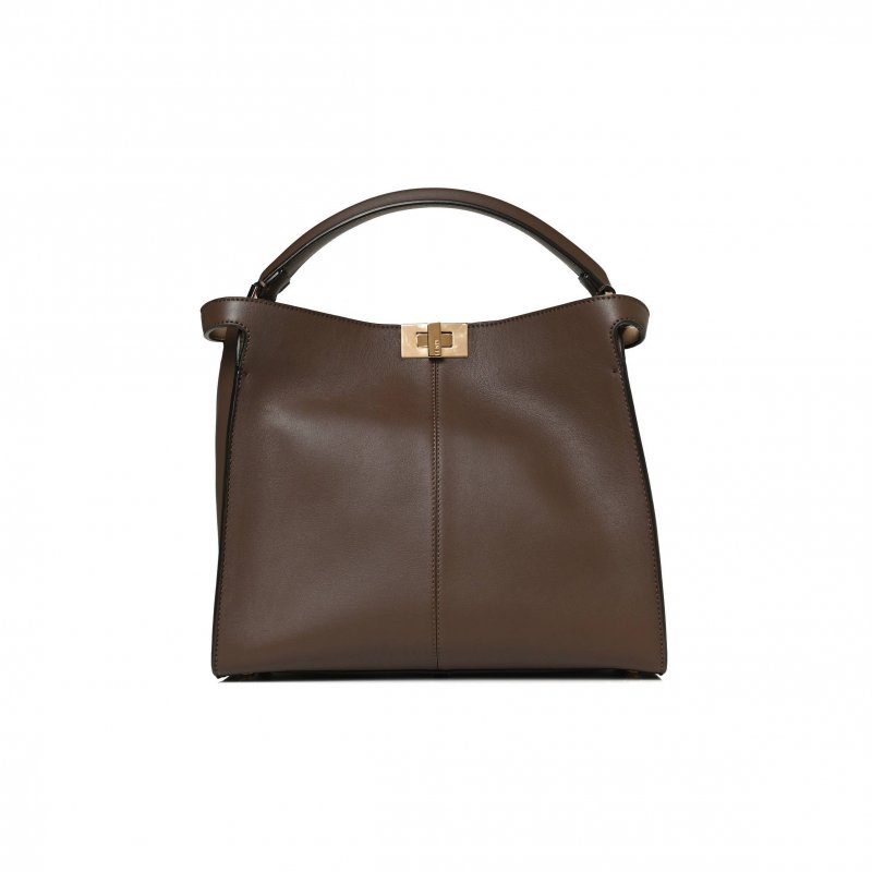 (image for) FENDI VITELLO SETA GLAZED FABRIC FF 1974 MEDIUM PEEKABOO X-LITE MAYA MOGANO PANNA (30*25*15cm)
