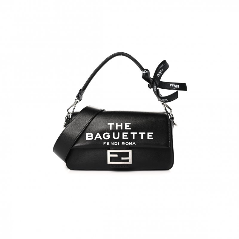 (image for) FENDI X MARC JACOBS NAPPA LOGO MEDIUM BAGUETTE BLACK (27*15*6cm)