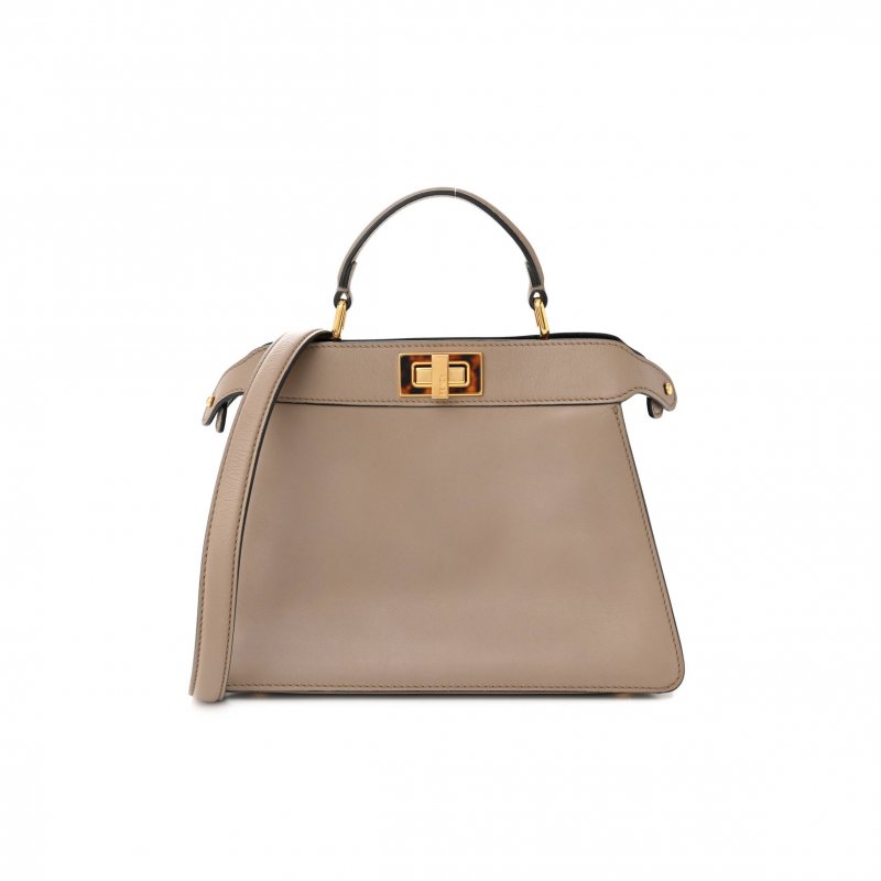 (image for) FENDI VITELLO SETA SHINY NAPPA PLEXIGLASS SMALL PEEKABOO I SEE U SATCHEL TARTARUGA (27*20*10cm)