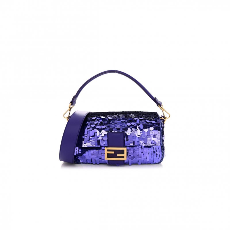 (image for) FENDI SEQUIN PAILLETTES SHINY NAPPA SEX AND THE CITY BAGUETTE VIOLA PURPLE RAIN (27*15*6cm)