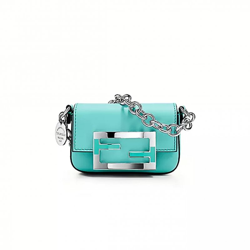 (image for) FENDI X TIFFANY NANO BAGUETTE IN TIFFANY BLUE® LEATHER WITH STERLING SILVER (11*7*2cm)