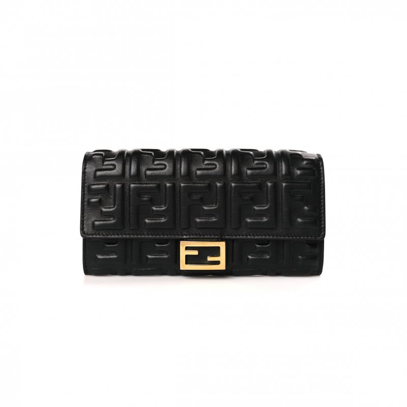 (image for) FENDI NAPPA FF EMBOSSED CONTINENTAL WALLET BLACK (19*10*3cm)