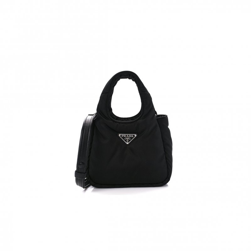 (image for) PRADA TESSUTO SOFT PADDED RE-NYLON STRIPED MINI BAG BLACK (18*15.5*10cm)