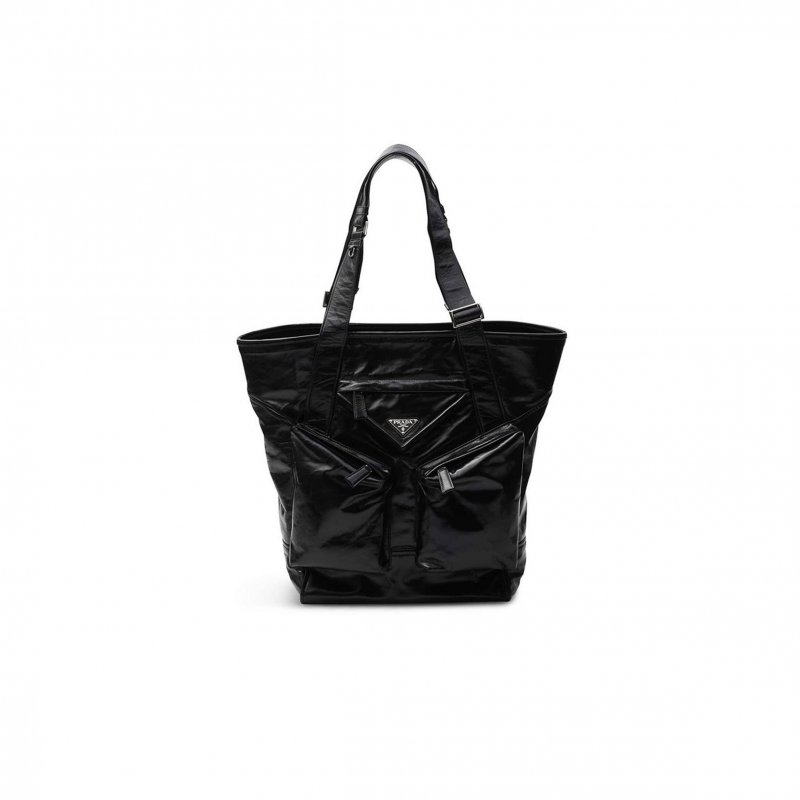 (image for) PRADA PLAQUE FLAP-POCKET LEATHER TOTE BAG 2VG120 (42.5*31.5*16cm)