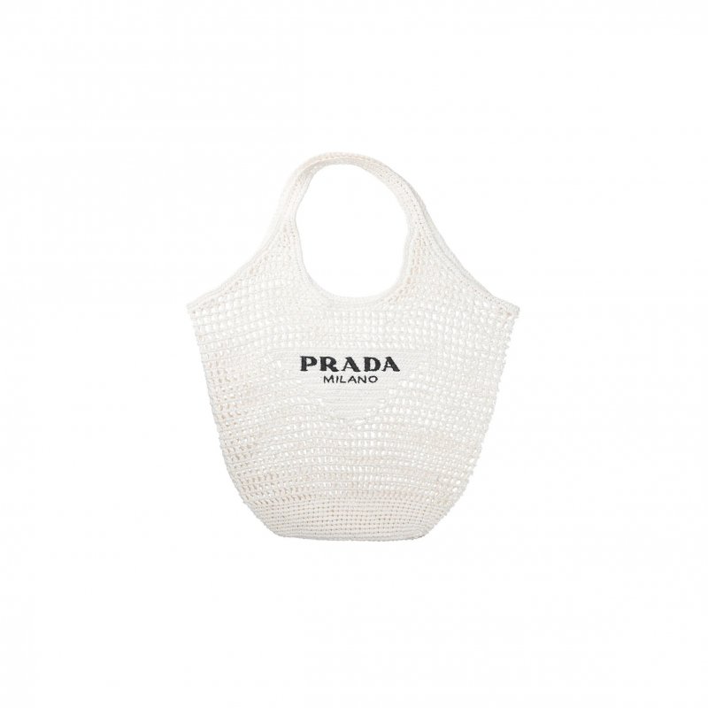 (image for) PRADA TRIANGLE LOGO BUCKET TOTE RAFFIA BLUE 1BG424 (53*40cm)