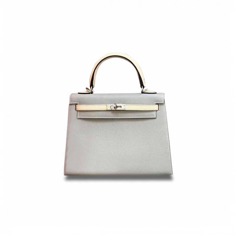 (image for) HERMÈS MASTER KELLY 25 EPSOM SEAGULL GRAY MILKSHAKE SILVER BUCKLE (25*17*7cm)