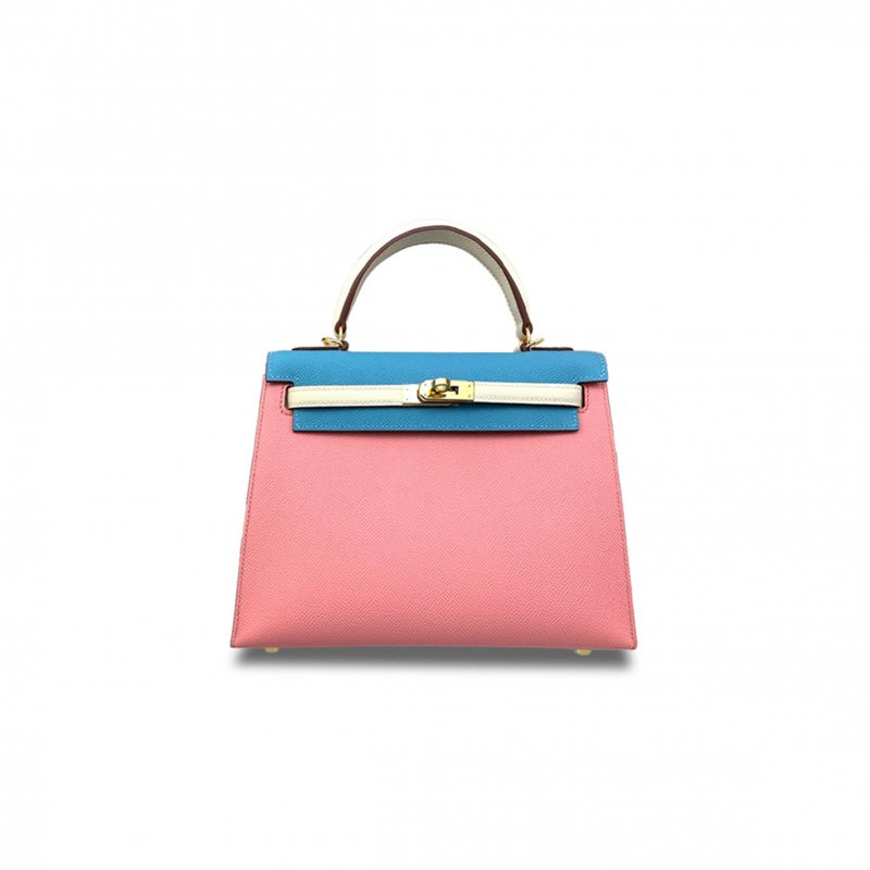 (image for) HERMÈS MASTER KELLY 25 EPSOM THREE-COLOR MILKSHAKE POWDER CANDY BLUE MILKSHAKE WHITE GOLD BUCKLE (25*17*7cm)